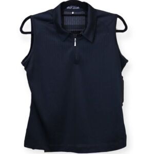 Nike Golf Black Zipper Front Sleeveless Polo Top M